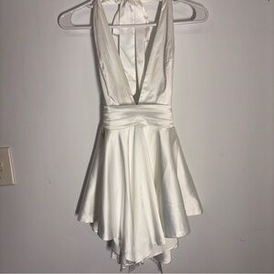 Babyboo NWT Elegant White Halter mini Dress Romper Sz XS wedding reception